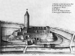 Rysunek zamku piastowskiego z 1654 roku - zdjcie z lat 1900 - 1940